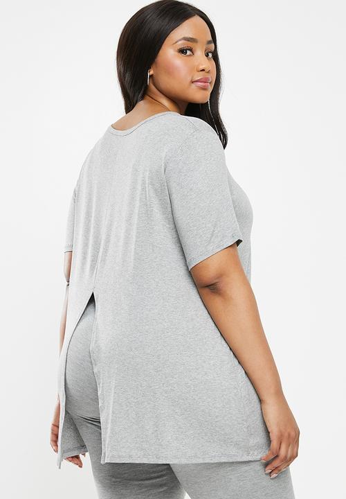 Superbalist - Slit back longer length top - grey