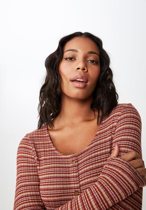 Cotton On - Henry long sleeve button through dress - multi