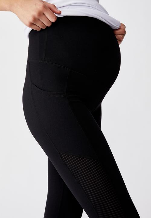 Cotton On - Maternity stripe mesh 7/8 tight - black