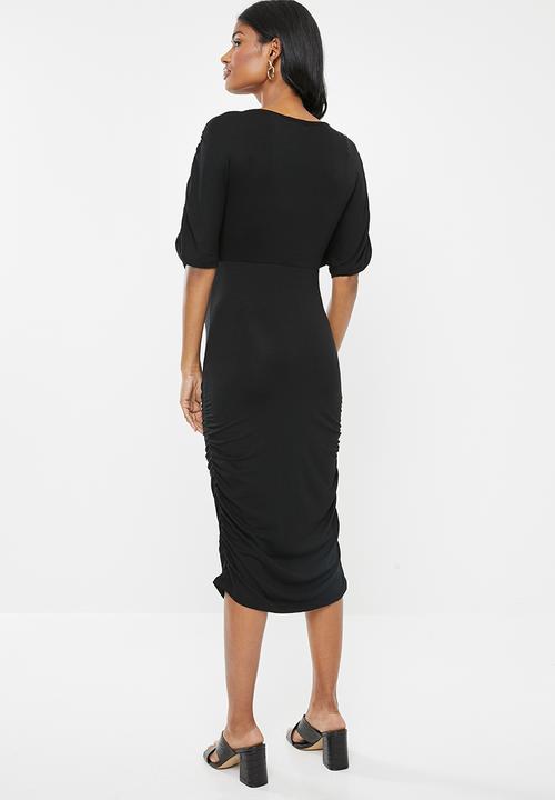 edit Maternity - Maternity Mock wrap dress - black