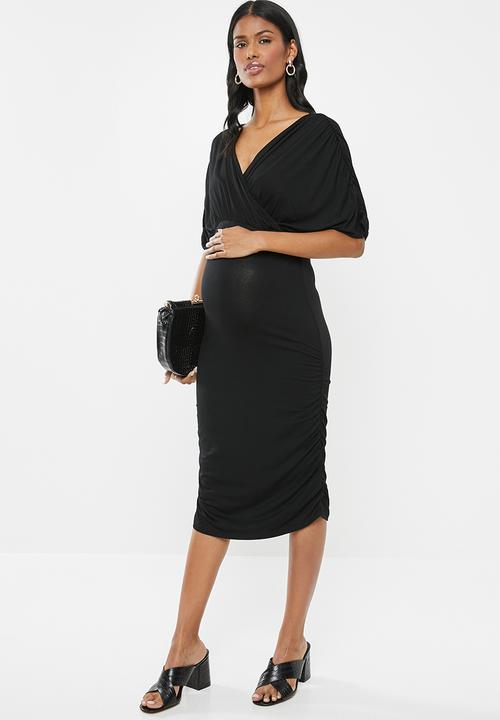 edit Maternity - Maternity Mock wrap dress - black