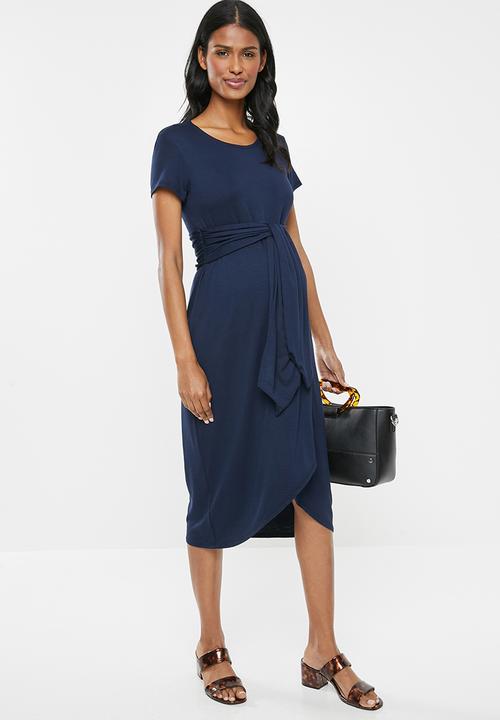 edit Maternity - Tie front dress - navy