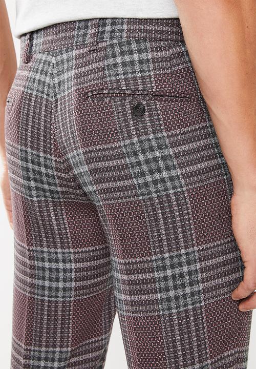 Jack & Jones - Brando check trouser - purple & grey