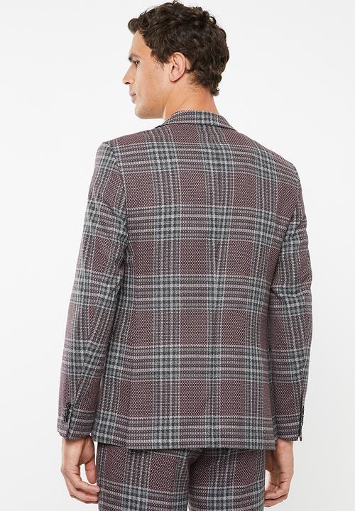 Jack & Jones - Brando check blazer - purple & grey