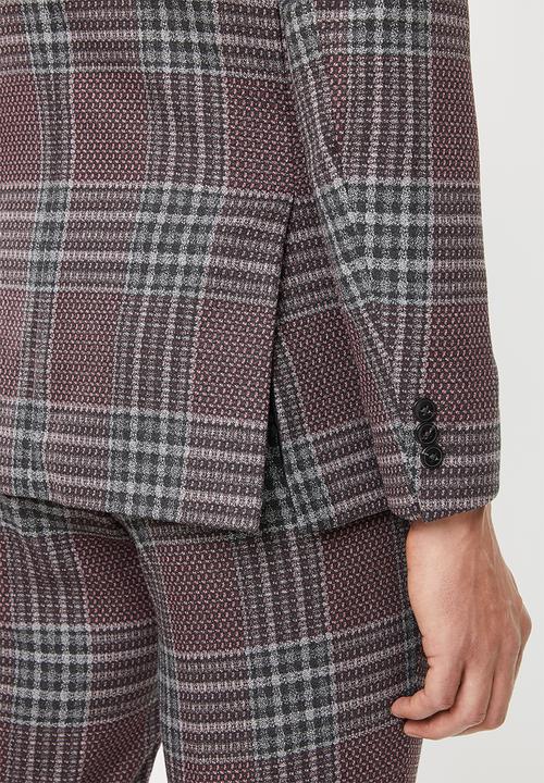 Jack & Jones - Brando check blazer - purple & grey