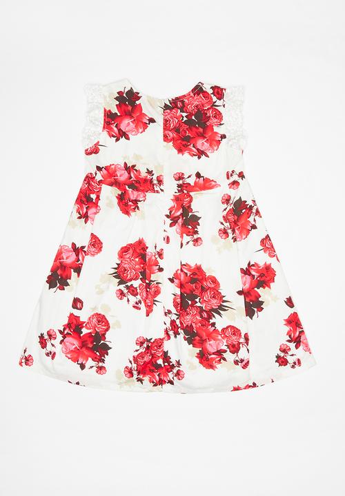 Pop Candy - Floral printed dress - white & red