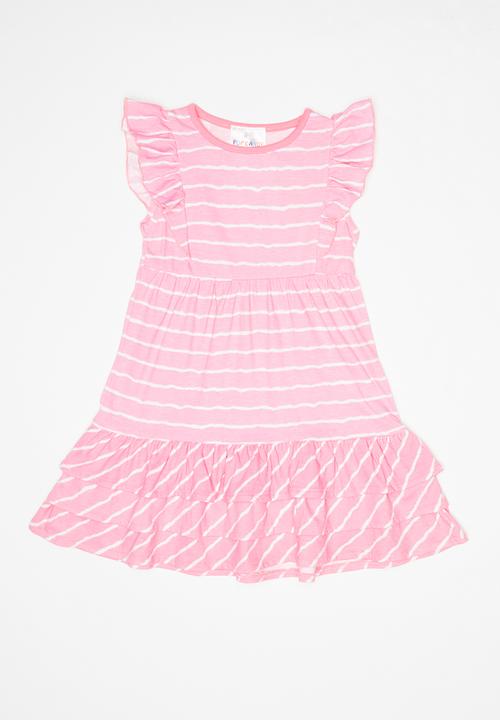pink and white striped dress