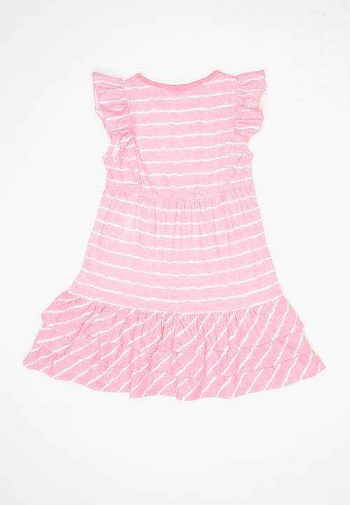 Pop Candy - Girls striped dress - pink & white
