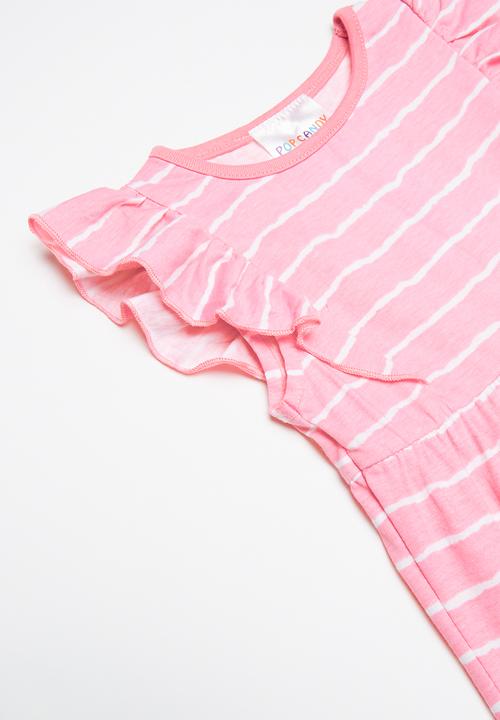 Pop Candy - Girls striped dress - pink & white