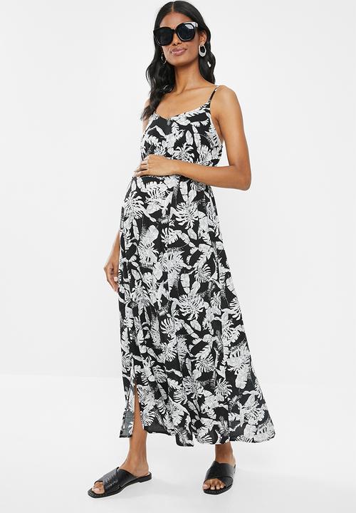 Cherry Melon - Maternity Woven maxi dress - black & white 