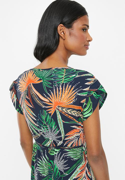 Cherry Melon - Maternity Woven crossover cap sleeve dress - multi