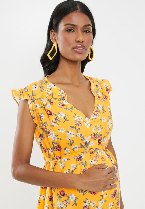 Cherry Melon - Maternity Mandarin tie dress - multi