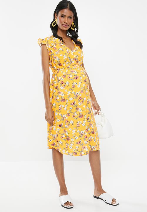 Cherry Melon - Maternity Mandarin tie dress - multi