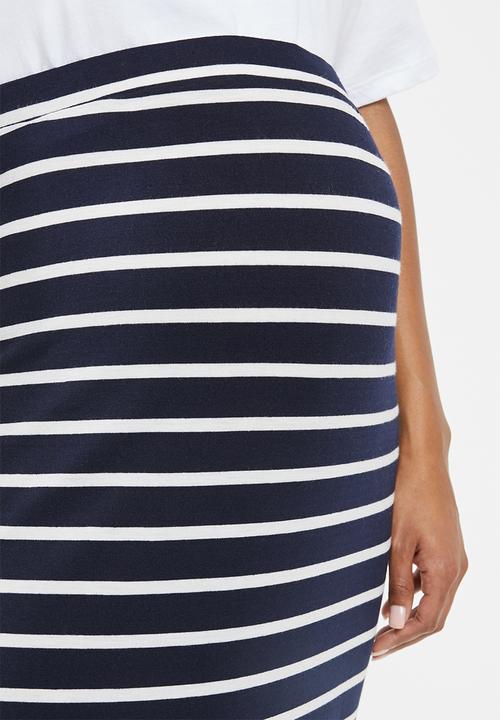 Cherry Melon - Maxi skirt with side slits - navy & white