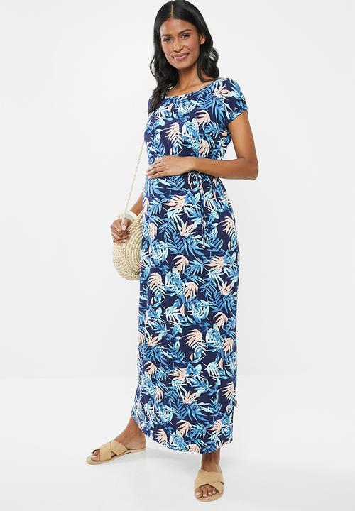 Cherry Melon - Maternity Round neck maxi dress - multi