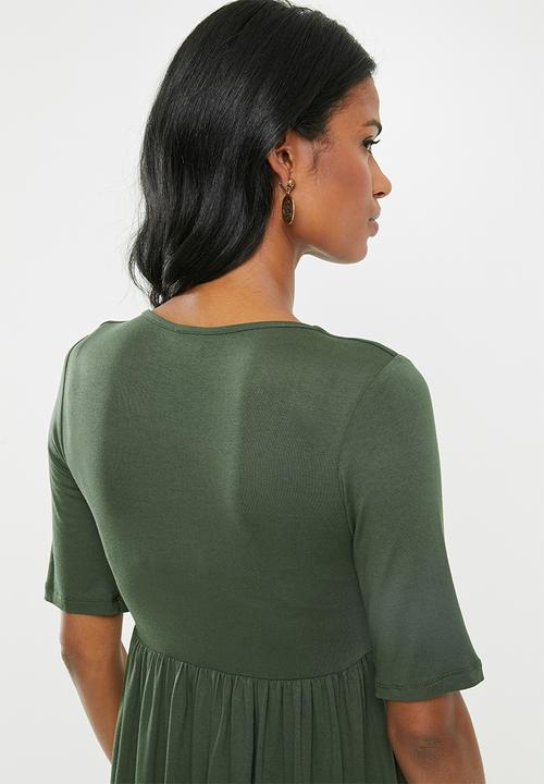Cherry Melon - Maternity Round neck skater top - khaki 