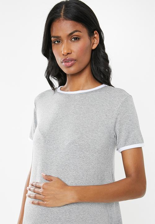 Superbalist - Maternity Contrast tee - grey melange with white trim