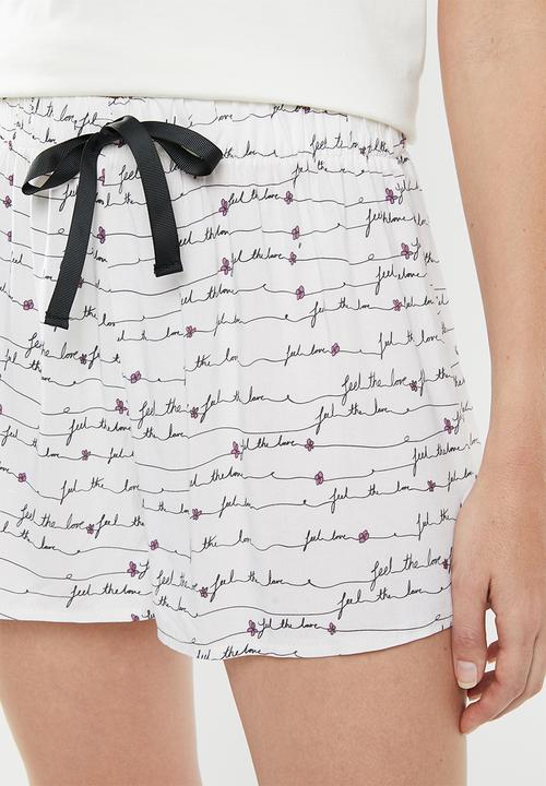 Superbalist - Sleep tee & shorts set - cream