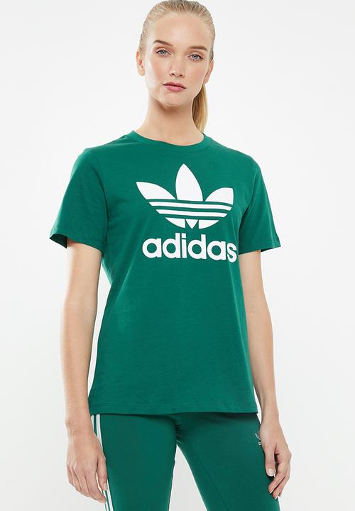 green adidas trefoil tee