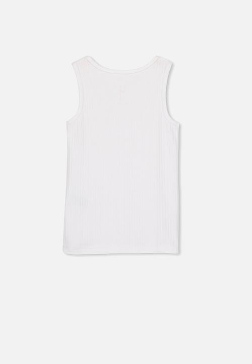 Cotton On - Girls rib tank - white