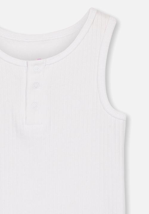 Cotton On - Girls rib tank - white