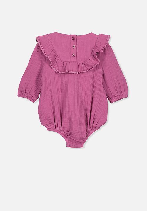 Cotton On - Phoebe long sleeve ruffle bubbysuit - purple