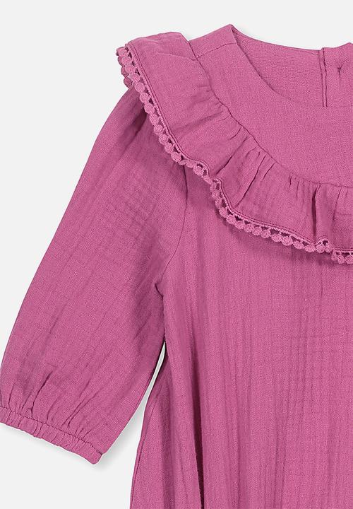Cotton On - Phoebe long sleeve ruffle bubbysuit - purple
