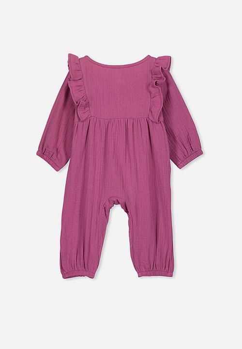Cotton On - Rosie long sleeve ruffle romper - purple