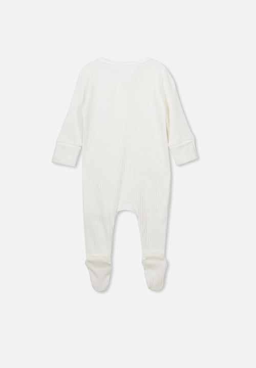 Cotton On - Newborn zip through romper - white