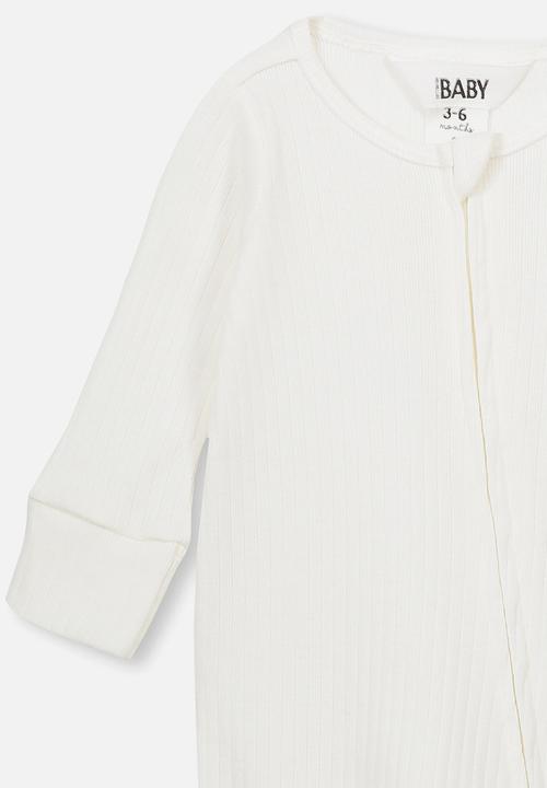 Cotton On - Newborn zip through romper - white
