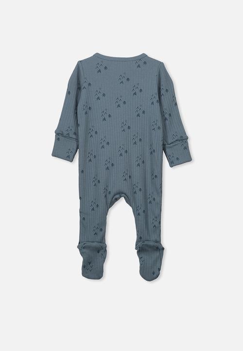 Cotton On - Newborn zip through romper - blue