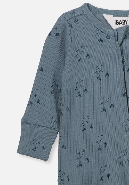 Cotton On - Newborn zip through romper - blue