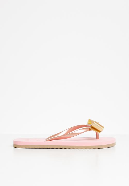 POLO - Girls Jessica bow flip flop - gold & pink