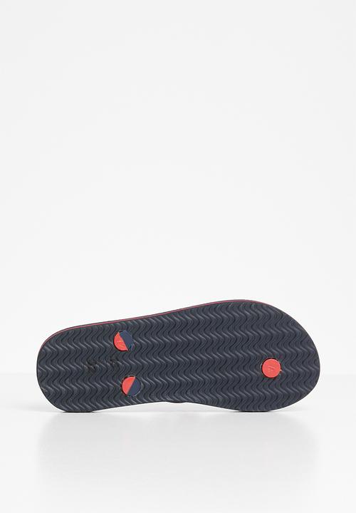 POLO - Boys Ethan monogram flip flop - red & navy