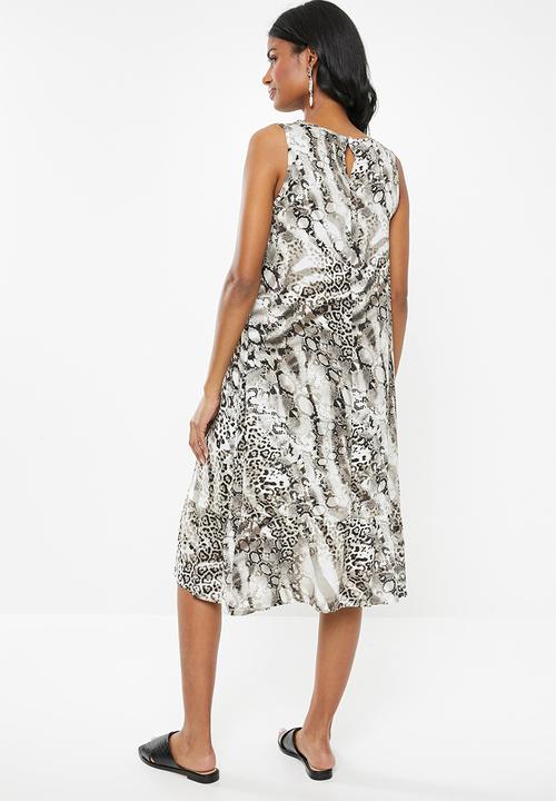 Superbalist - Tier swing dress - brown & white
