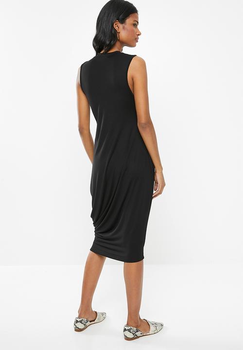 Superbalist - Asymmetrical drape dress - black