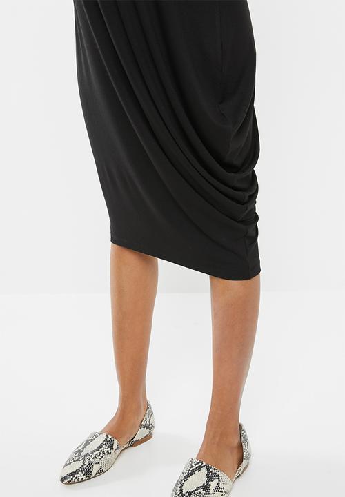 Superbalist - Asymmetrical drape dress - black