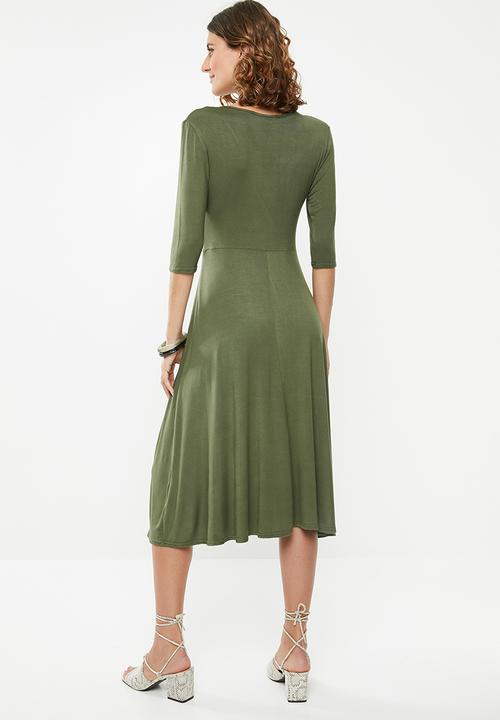 edit - Mock wrap dress - khaki