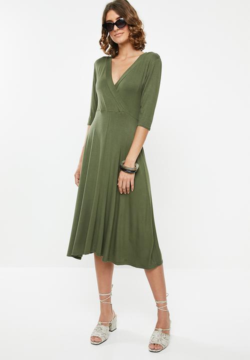 edit - Mock wrap dress - khaki
