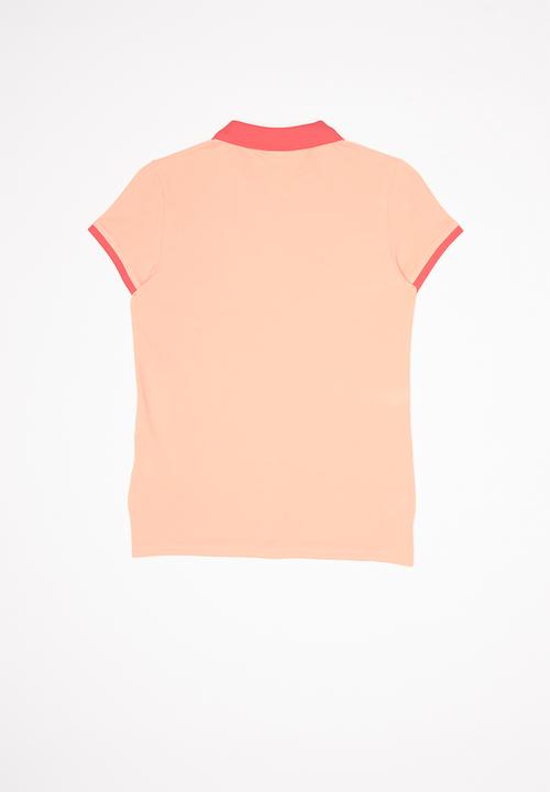 POLO - Girls Jordan striped golfer - peach
