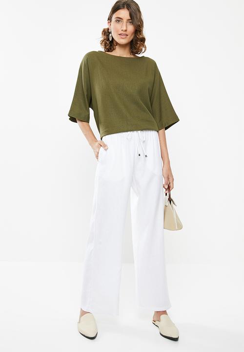 edit - Linen blend trousers - white