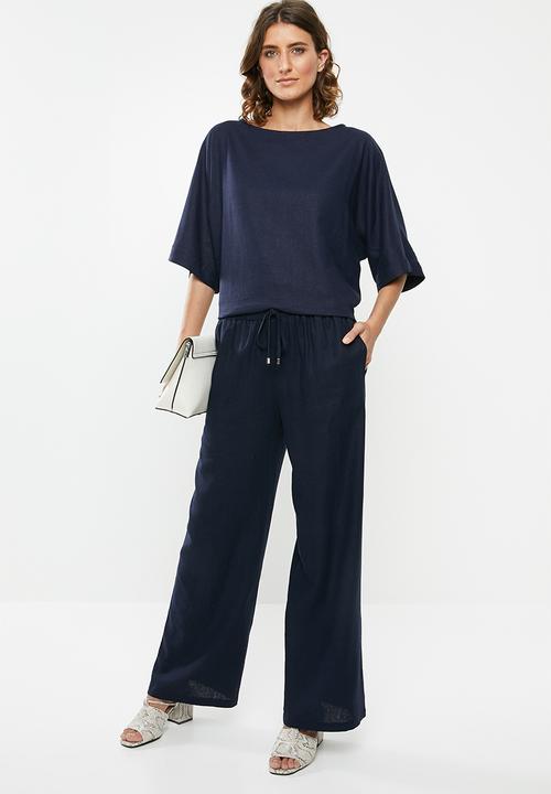edit - Linen blend trousers - navy
