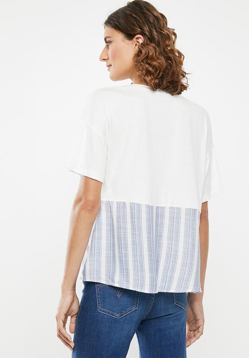 edit - Combo tee - white & blue 