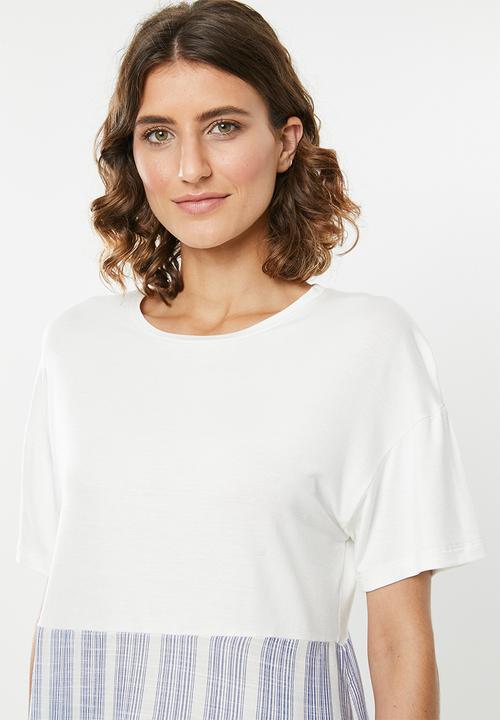 edit - Combo tee - white & blue 
