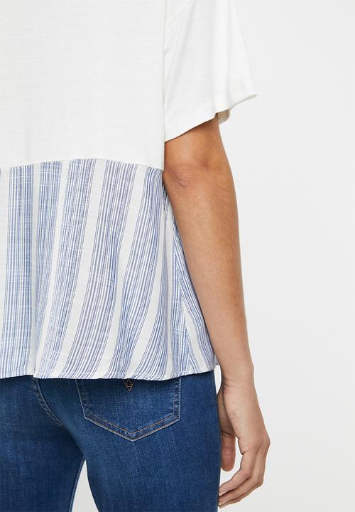 edit - Combo tee - white & blue 