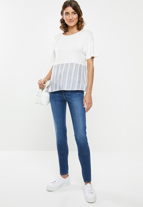 edit - Combo tee - white & blue 