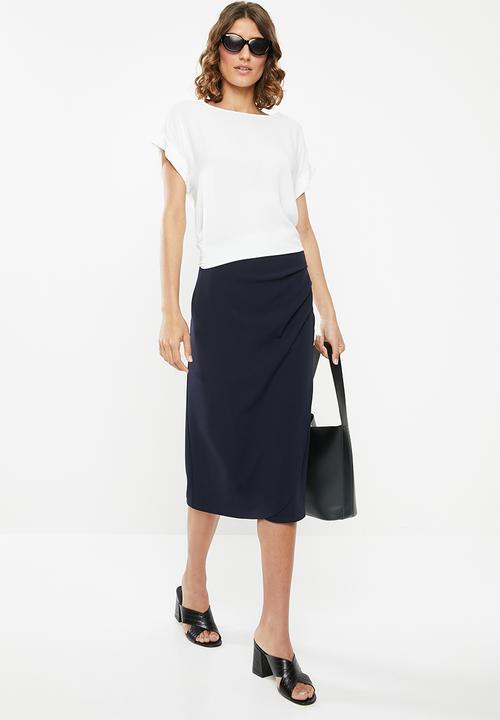 edit - Wrap pencil skirt - navy