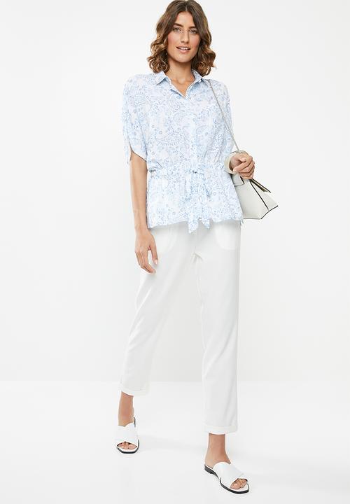 edit - Short sleeve button through - blue & white 