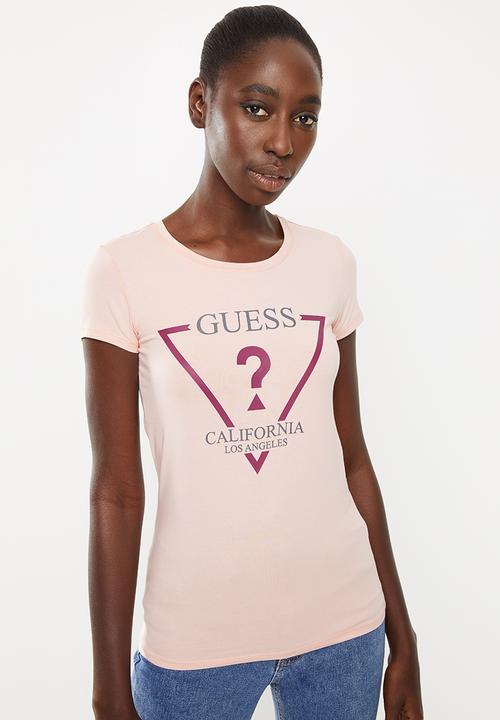 GUESS - Short sleeve ribbon triangle tee - pink 