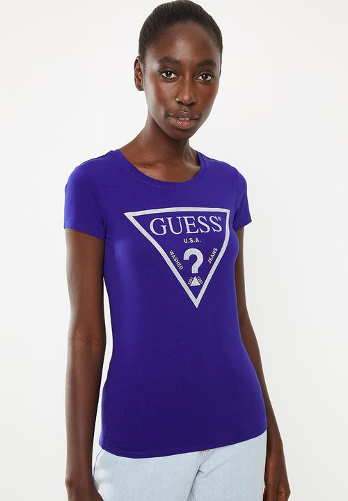 GUESS - Short sleeve caviar triangle tee - blue